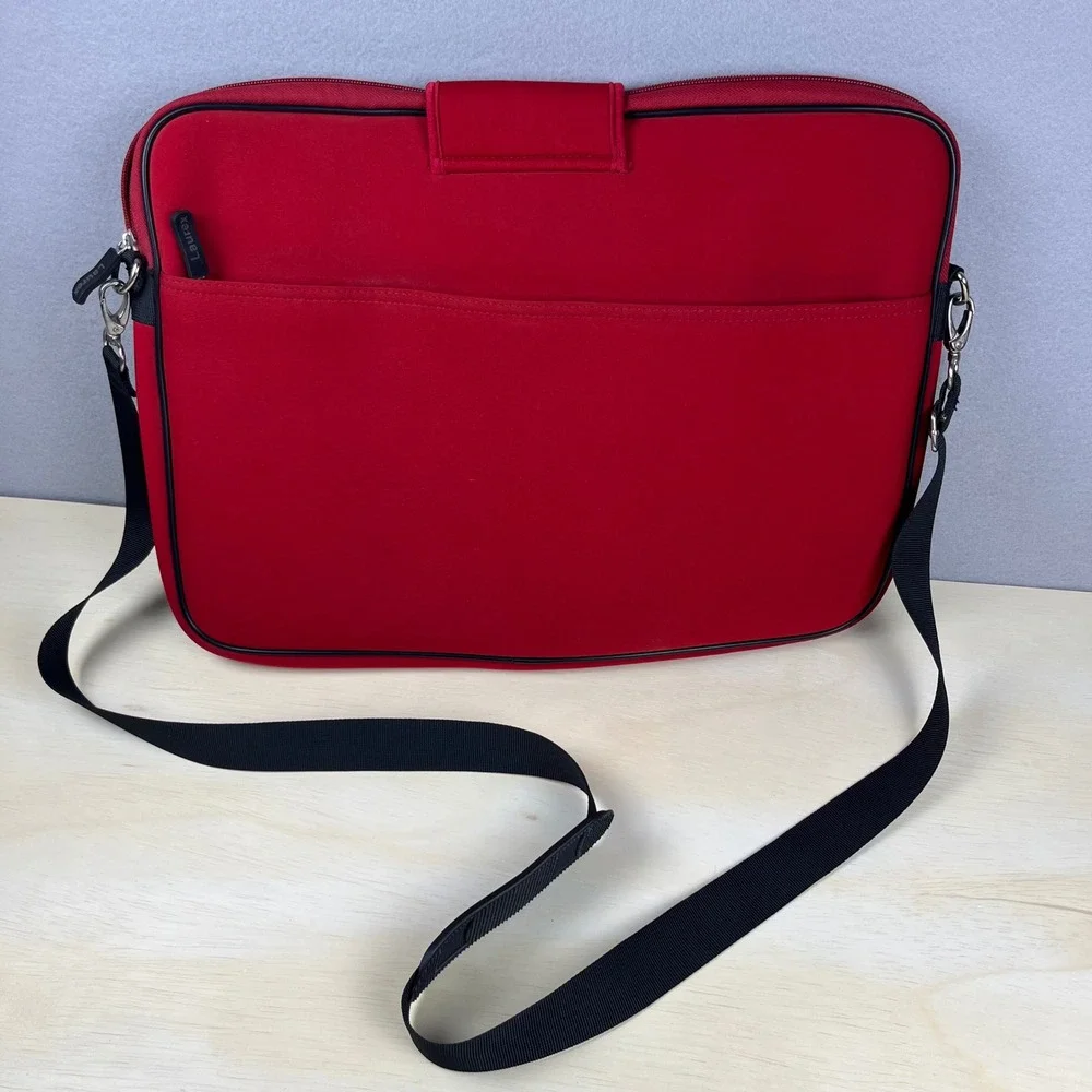 Laurex Red Floral Neoprene Laptop Messenger Bag‎ Sleeve 17 Inch Large Case